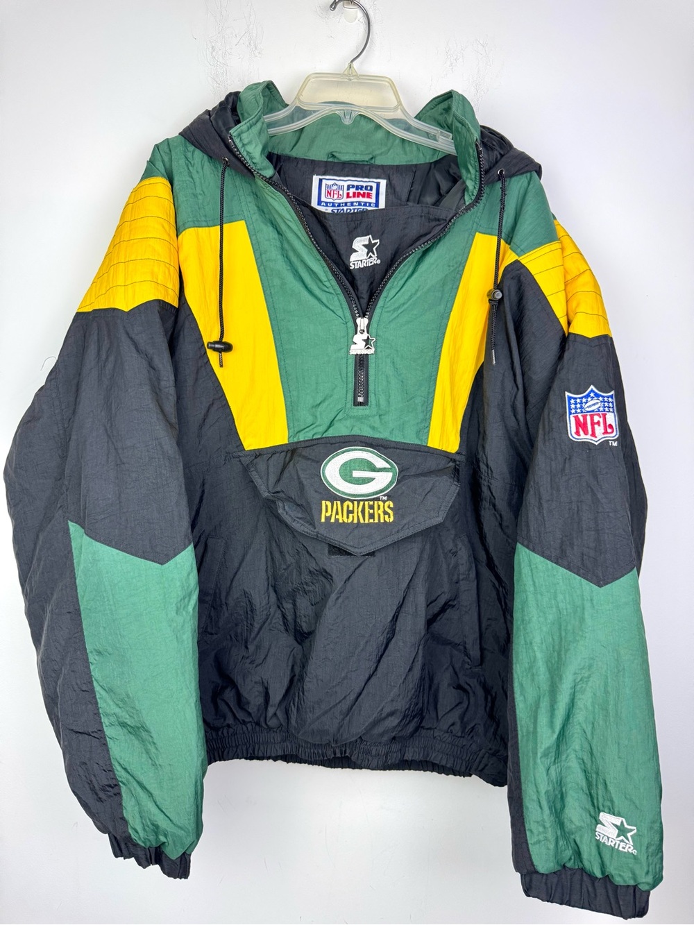 Vintage 90s Starter Pro Line Green Bay Packers 1/2 Zip Pullover Jacket Men’s XL